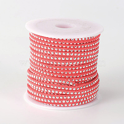 Rivet Faux Suede Cord, Faux Suede Lace, with Aluminum, Crimson, 3x2mm, about 20yards/roll(LW-M001-01)
