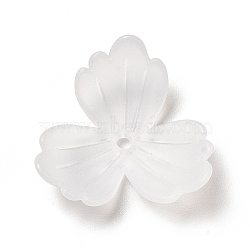 Transparent Acrylic Bead Caps, 3-Petal, Frosted, Flower, White, 22x22x5.5mm, Hole: 1.8mm, about 925pcs/500g(MACR-J122-05)