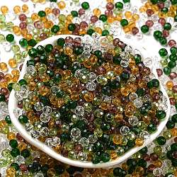 Glass Beads, Faceted, Rondelle, Olive Drab, 4x3mm, Hole: 0.4mm, about 6800pcs/500g(EGLA-A034-LM4mm-26)