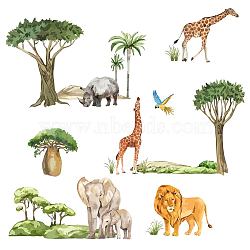 PVC Wall Stickers, Wall Decoration, Plant & Animal Pattern, 900x290mm, 2 sheets/set(DIY-WH0228-544)