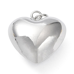 Eco-Friendly Brass Pendants, Cadmium Free & Lead Free, with Jump Ring, Heart Charm, Platinum, 26.5x25x13mm(KK-M256-02P)