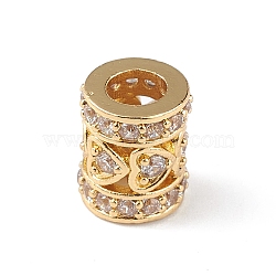Rack Plating Brass Micro Pave Clear Cubic Zirconia European Style Beads, Large Hole Bead, Cadmium Free & Lead Free, Long-Lasting Plated, Column, Real 18K Gold Plated, 10x8mm, Hole: 4mm(KK-C019-28G)