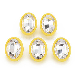 Crystal Rhinestone Oval Stud Earrings with 925 Sterling Silver Pins for Women, Yellow, 22x17mm, Pin: 0.6mm(MACR-S275-037A)
