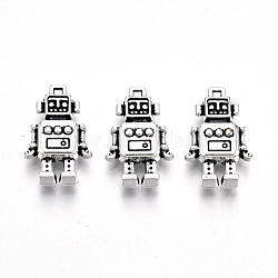 Tibetan Style Alloy Pendants, Lead Free & Cadmium Free, Robot, Antique Silver, 18x11.5x4mm, Hole: 1mm, about 245pcs/500g(TIBE-S323-083AS-RS)