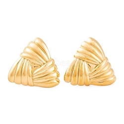 Ion Plating(IP) Triangle 304 Stainless Steel Stud Earrings for Women, Golden, 18x19mm(EJEW-L272-024G)