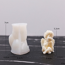 3D Angel DIY Food Grade Silicone Statue Candle Molds, Aromatherapy Candle Moulds, Portrait Sculpture Scented Candle Making Molds, White, 7x4.4x4.8cm, Inner Diameter: 5.2x3.5x3.1cm(PW-WG82528-04)