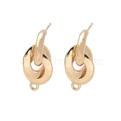 Brass Stud Earrings Finding for Women, with Loop, Real 14K Gold Plated, 18.5x8.5mm, Hole: 1mm, Pin: 11.5x0.7mm(KK-A244-11G)