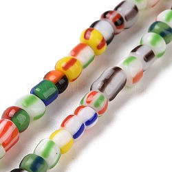 Opaque Handmade Lampwork Beads Strands, Rondelle, Colorful, 3.5~5x2~6.5mm, Hole: 1.2mm, about 130pcs/strand, 15.98''(40.6cm)(LAMP-H061-04)