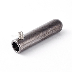 Alloy Drawstring Cord End Cap, with Iron Screw, Gunmetal, 25x6mm, Hole: 4mm(PALLOY-WH0067-03D)