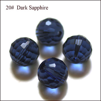 Imitation Austrian Crystal Beads, Grade AAA, Faceted(128 Facets), Round, Dark Blue, 10mm, Hole: 0.9~1mm