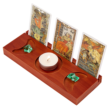 Wooden Display Bases, for Tarot Card, Calendar, Postcard, Candle Holder, Rectangle with Moon Phase, Sienna, 204x77x20mm