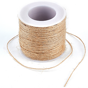 1 Roll Jute Cord, Jute String, Jute Twine, 1 Ply, for Jewelry Making, Tan, 1mm, about 109.36 Yards(100m)/roll