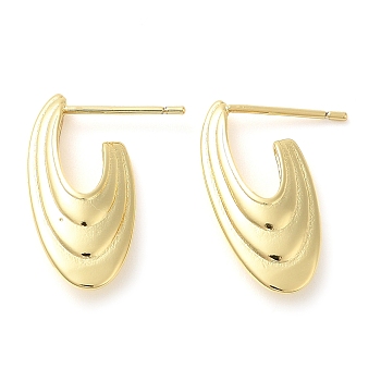Rack Plating Brass Stud Earrings, Dangle Earrings Big Spiral Hoop, Long-Lasting Plated, Cadmium Free & Lead Free, Real 18K Gold Plated, 21x4.5mm