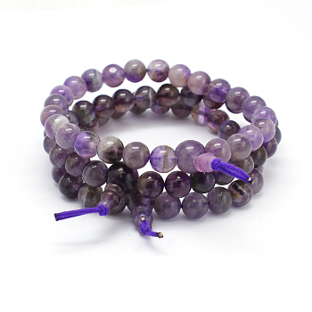Buddha Style Amethyst Gemstone Beads Stretch Bracelets, Mauve, 53mm, Beads: 8mm and 10mm