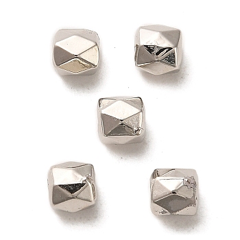 CCB Plastic Beads, Faceted, Hexagon, Platinum, 4x3.5mm, Hole: 1.2mm