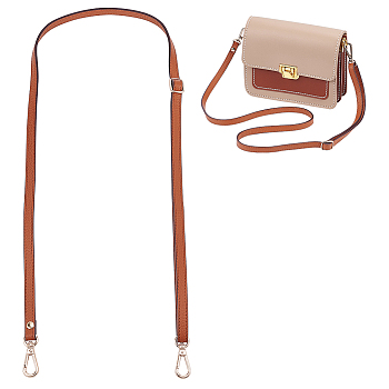 Adjustable Leather Bag Straps, with Alloy Clasps, Sienna, 110x1.2cm