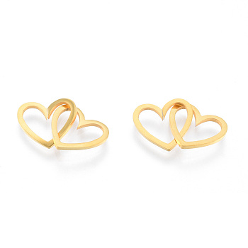 201 Stainless Steel Linking Rings, Quick Link Connectors, Heart, Real 18K Gold Plated, 21mm