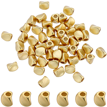 Matte Style Brass Beads, Long-Lasting Plated, Twist, Real 14K Gold Filled, 5x4x4mm, Hole: 1.6mm, 76pcs/box