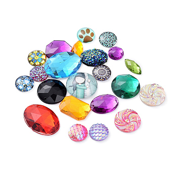 Mixed Findings, Links & Cabochons, Mixed Color, 10~25x10~20x4~6mm, Hole: 0~1mm, about 835pcs/500g
