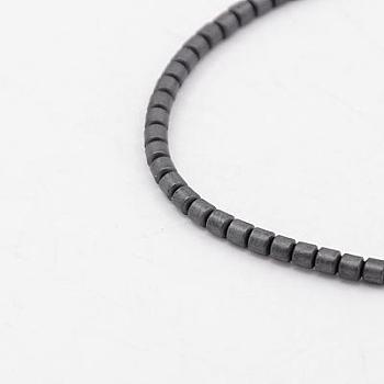 Non-magnetic Synthetic Hematite Beads Strands, Column, Black Plated, 2x2.5mm, Hole: 1mm
