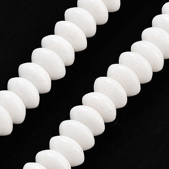 Natural White Jade Beads Strands, Saucer Beads, 8x5mm, Hole: 0.6mm, about 40pcs/strand, 7.76''(19.7cm)