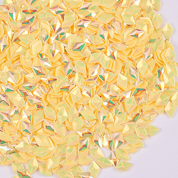 Laser Shining Nail Art Glitter, Manicure Sequins, DIY Sparkly Paillette Tips Nail, Rhombus, Yellow, 3.5x2.5x1.5mm