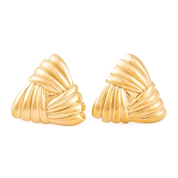 Ion Plating(IP) Triangle 304 Stainless Steel Stud Earrings for Women, Golden, 18x19mm