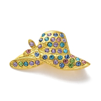 Fashion Golden Zinc Alloy Enamel Pins, Rhinestones Brooches for Backpack Clothes, Hat, 20x39mm