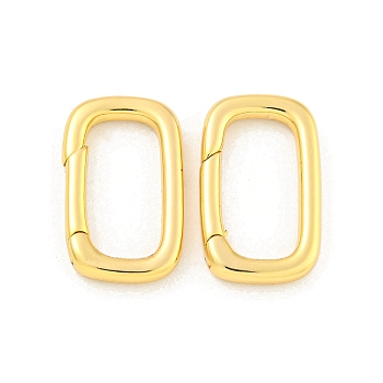 Brass Spring Gate Rings, Rectangle, Real 18K Gold Plated, 20x12x3mm