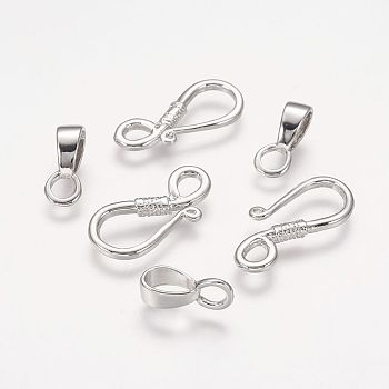 Brass Hook and Eye Clasps, Platinum Color, 10mmx34mm, hole: 4mm