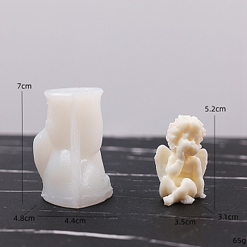 3D Angel DIY Food Grade Silicone Candle Molds, Aromatherapy Candle Moulds, Scented Candle Making Molds, White, 7x4.4x4.8cm, Inner Diameter: 5.2x3.5x3.1cm
