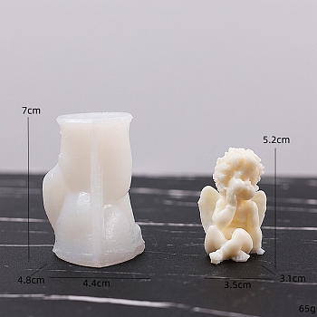 3D Angel DIY Food Grade Silicone Statue Candle Molds, Aromatherapy Candle Moulds, Portrait Sculpture Scented Candle Making Molds, White, 7x4.4x4.8cm, Inner Diameter: 5.2x3.5x3.1cm