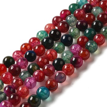 Dyed Natural Agate Beads Strands, Round, 6mm, Hole: 1mm, about 63pcs/strand, 14.9 inch