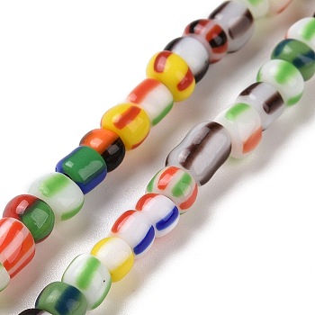 Opaque Handmade Lampwork Beads Strands, Rondelle, Colorful, 3.5~5x2~6.5mm, Hole: 1.2mm, about 130pcs/strand, 15.98''(40.6cm)