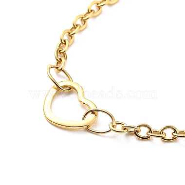 304 bracelet chaîne à maillons cœur en acier inoxydable pour femme(BJEW-B064-08G)-2