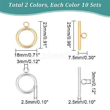 Unicraftale 20 Sets 2 Farben 304 Knebelverschlüsse aus Edelstahl(STAS-UN0043-43)-3