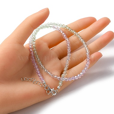Collier de perles rondes en verre bling pour femme(NJEW-PH01490-04)-5
