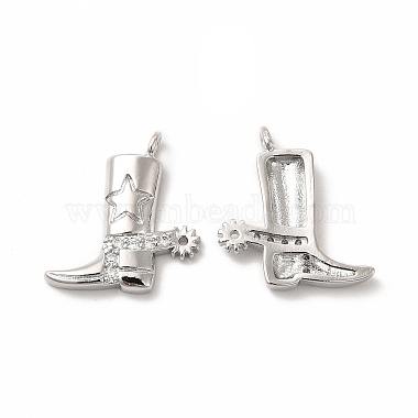Platinum Clear Shoes Brass+Cubic Zirconia Pendants