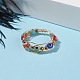 Round Evil Eye Lampwork & Glass Braided Bead Finger Ring(RJEW-JR00449-01)-2