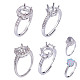 4Pcs 4 Styles Brass Rhinestone Adjustable Ring Components(KK-NB0004-07)-1