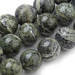 Natural Green Zebra Jasper Beads Strands, Round, 8mm, Hole: 1mm, about 47~48pcs/strand, 15.7 inch(G-S259-34-8mm)