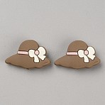 Silicone Beads, Hat with Bowknot, Camel, 19x30x9mm, Hole: 3mm(SIL-WH0010-11Q-46)