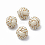 Plating Acrylic Beads, Metal Enlaced, Round, Old Lace, 11x10x10mm, Hole: 1.5mm(X-PACR-S219-18A)