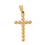 Ion Plating(IP) 304 Stainless Steel Pendants, Corss Charm, Golden, 34x18x3mm, Hole: 6x3.5mm(STAS-C103-30B-G)