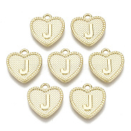 Alloy Pendants, Cadmium Free & Nickel Free & Lead Free, Heart with Letter, Real 18K Gold Plated, Letter.J, 16x15x2mm, Hole: 2mm(X-PALLOY-N157-001J-NR)