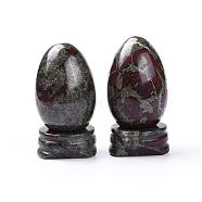 Natural Dragon Bloodstone Home Decorations, Egg Stone, 44~47x30mm(G-K290-08)