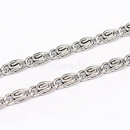 304 Stainless Steel Lumachina Chains, Unwelded, Stainless Steel Color, 0.8mm, Link: 8.3x3.4x1.8mm(CHS-L001-128-0.8mm)