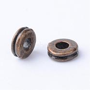 Tibetan Style Alloy Spacer Beads, Donut, Cadmium Free & Nickel Free & Lead Free, Antique Bronze, 6x2mm, Hole: 2.5mm, about 3800pcs/1000g(TIBE-Q063-53AB-NR)