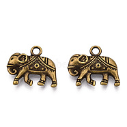 Tibetan Style Alloy Pendants, Elephant, Cadmium Free & Nickel Free & Lead Free, Antique Bronze, 17x21x4mm, Hole: 2.5mm, about 330pcs/1000g(TIBEP-S319-094AB-NR)