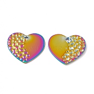 Ion Plating(IP) 304 Stainless Steel Pendants, Heart Charm, Rainbow Color, 21.5x23x1mm, Hole: 1.4mm(STAS-B031-17R)